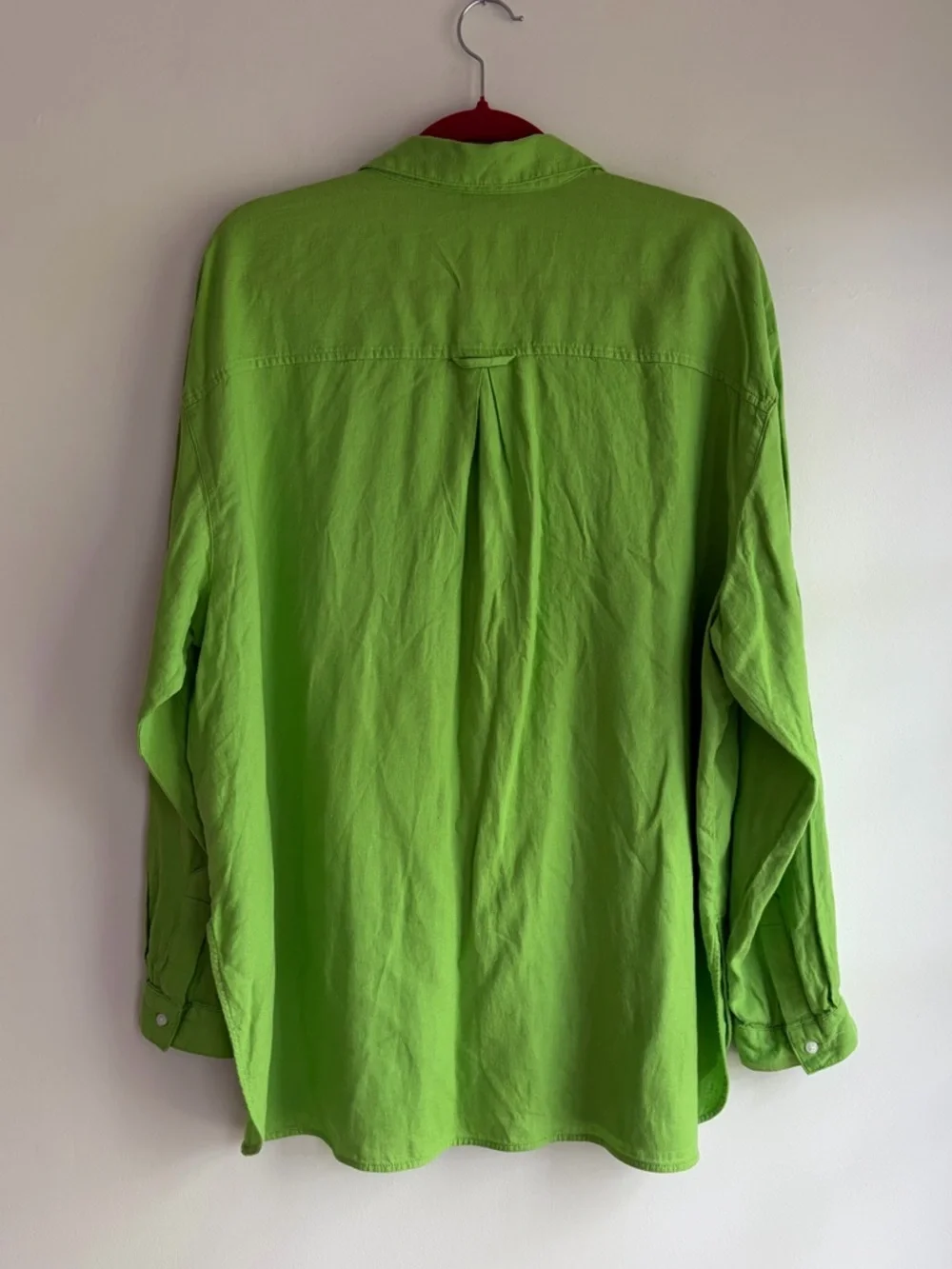 NWT Old Navy The Boyfriend Green Button Down Linen Blend Shirt Size XL - Picture 6 of 7